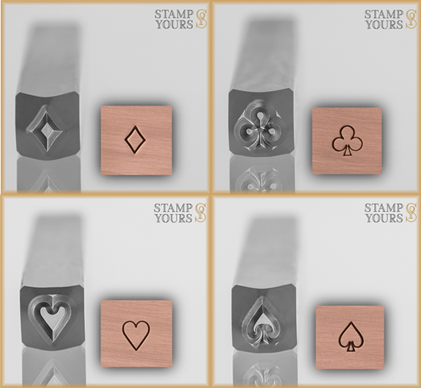 Playing Card Suit Shapes Design Stamps - 4 Stamp Bundle - Stamp Yours