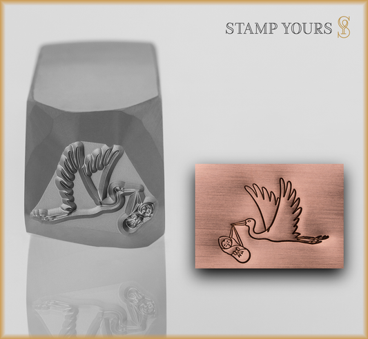 Stork Carrying Baby - Stamp Yours