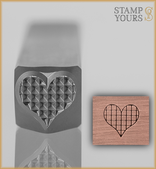 Checkered Heart Design Stamp 8mm - Stamp Yours