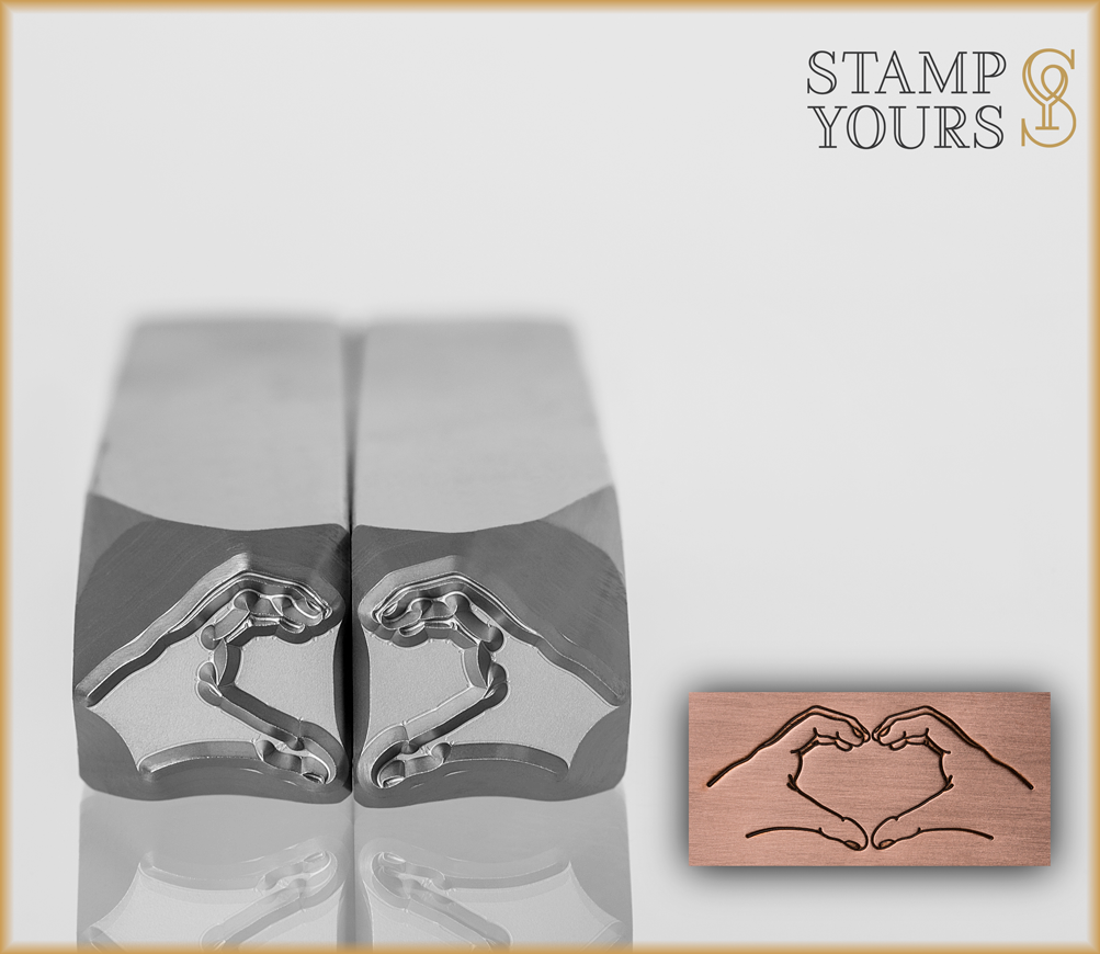 Heart Hands Pair Design Stamps 10mm - Stamp Yours