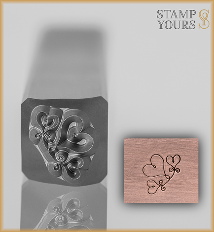 Trio of Hearts Accent Design Stamp 6mm - Stamp Yours
