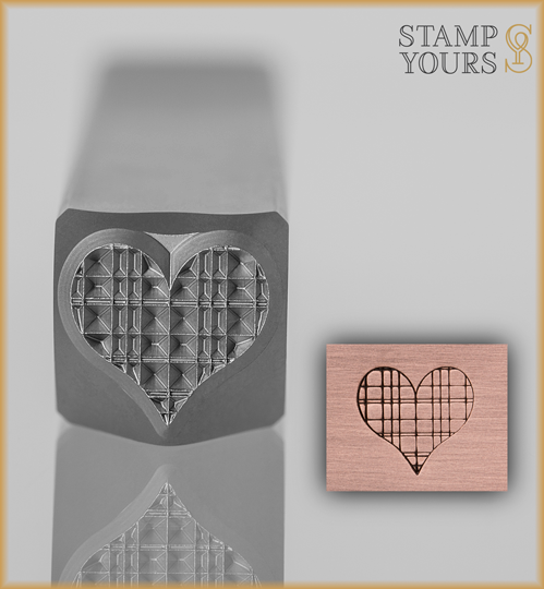 Plaid Heart Design Stamp 8mm - Stamp Yours