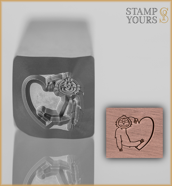 Heart Holding Sloth Design Stamp 8mm - Stamp Yours
